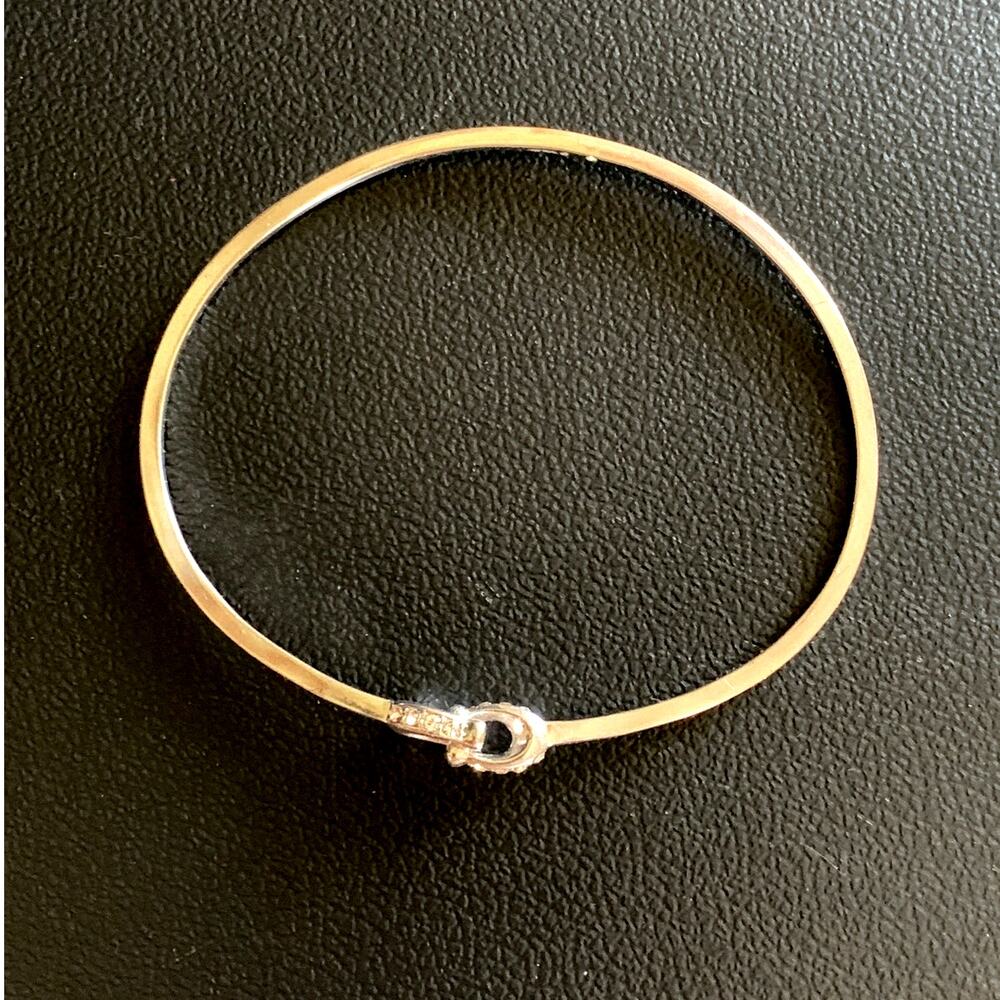 COACH Interlocking Signature C Stone Bangle Bracelet Silver Tone - Picture 4 of 6